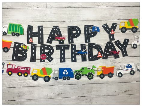 Two Year Old Birthday Party Trucks, Car And Truck Birthday Party, Truck Themed 2nd Birthday Party, Transportation Theme Birthday Party, Chase Birthday Party, Transportation Birthday Theme, Vehicle Birthday Party, Vehicles Birthday Party, Transportation Birthday Party