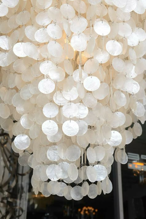 Capiz Shell Chandelier, Hanging Light Lamp, Chandelier Makeover, Diy Lamps, Shell Chandelier, Blue White Decor, Arts And Crafts House, Modern Chandeliers, Lighting Chandeliers