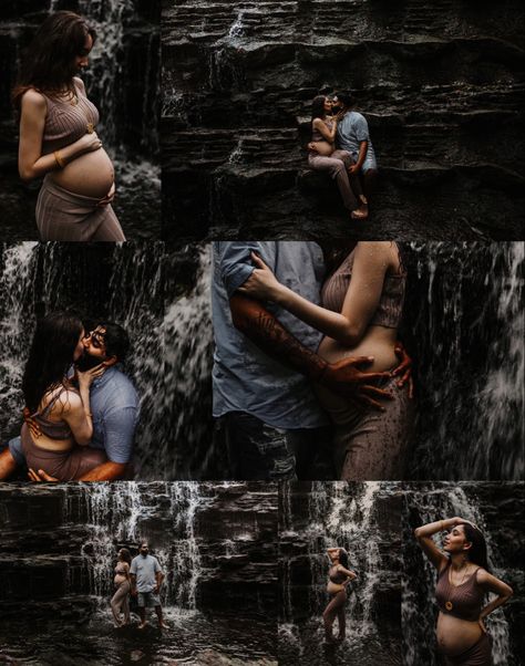 Maternity Photo Shoot Waterfall, Maternity Photoshoot Waterfall, Maternity Waterfall Photography, Rainforest Maternity Shoot, Maternity Shoot Waterfall, Maternity Photos Waterfall, Maternity Boudiour Photoshoot Outdoor, Waterfall Pregnancy Shoot, Rainy Day Maternity Photoshoot