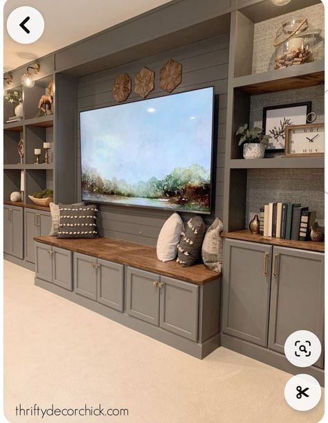 Entertainment Center Built In Ideas, Built In Ideas, Custom Entertainment Center, Dining Room Renovation, Tv Built In, Built In Entertainment Center, Living Room Built Ins, Tv Stand Decor, Built In Cabinet