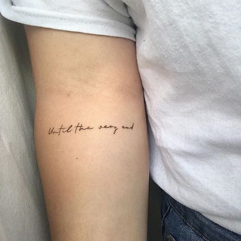 tattoo harry potter until the very end Inner Arm Writing Tattoo, Husband Handwriting Tattoo, Until The End Tattoo, Until The Very End Tattoo, Arm Writing Tattoo, Handwriting Tattoo, End Tattoo, Handwriting Tattoos, Tattoos Infinity