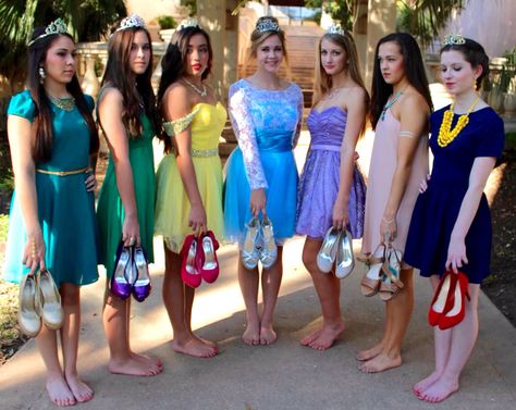 Disney Princess Theme HOCO 2014 Disney Themed Homecoming Dresses, Disney Bridesmaids Dresses, Disney Homecoming Theme Outfits, Disney Homecoming Dresses, Tangled Hoco, Disney Princess Bridesmaids, Disney Homecoming, Disney Bridesmaids, Themed Prom Dresses