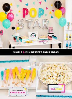 Star Party Ideas, Pop Star Birthday Party, Party Ideas Activities, Pop Star Party, Kids Bop, Music Theme Birthday, Rockstar Birthday, Rock Star Birthday, Rockstar Birthday Party