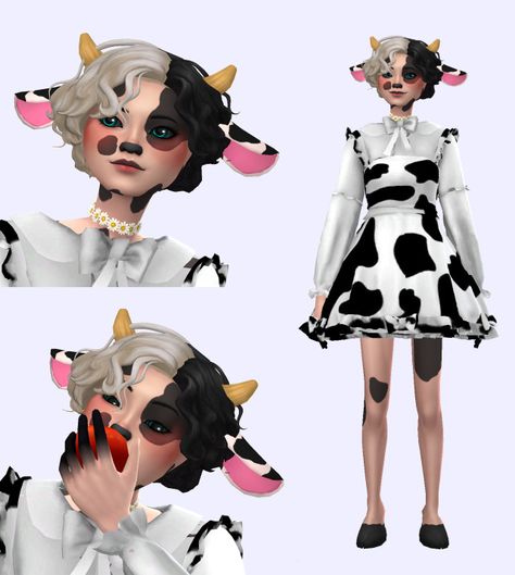 Sims Ears, The Sims 4 Female Cc, Werewolf Ears, Sims 4 Cc 2023, Cow Nose, Cow Dress, Sims 4 Female Cc, Cow Ears, New Pc