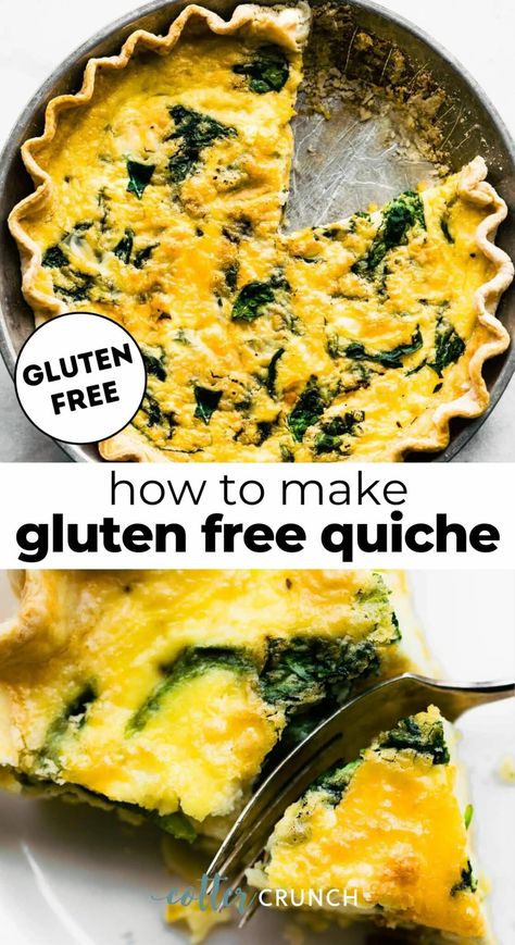 Learn how to make the best gluten free quiche recipe! Created with a homemade or store-bought pie crust, this recipe is loaded with fresh veggies, protein, and flavor. Nutritious and filling, it’s perfect for breakfast, brunch, or dinner! Gluten Free Quiche Crust, Gluten Free Quiche Recipes, Espresso Con Panna, Veggie Quiche Recipes, Quiche Crust Recipe, Cheddar Bagels, Cotter Crunch, Best Quiche Recipes, Gluten Free Quiche