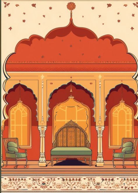 Mughal Buildings, Desi Architecture, Cocktail Book Design, Pichwai Art, Mughal Art Paintings, Mughal Architecture, Arch Architecture, Mughal Art, Interior Design Drawings