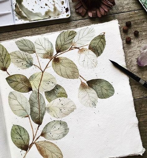 Inga Buividavice, Akvarel Illustration, Illustration Kunst, Watercolour Inspiration, Hur Man Målar, Arte Sketchbook, Art Et Illustration, Watercolor Leaves, Watercolor Ideas