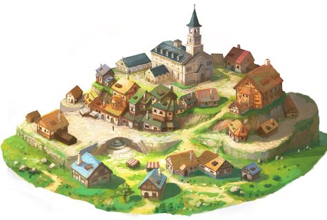 James Griffin, Fantasy Terrain, Fantasy Village, Bangunan Minecraft, Fantasy Town, Rpg Map, Building Concept, Town Map, Isometric Art