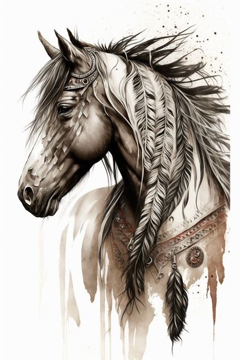 Indian Horse Tattoo Native Americans, Horse Back Tattoo Women, Native American Animal Tattoos, Native Horse Tattoo, Western Indian Tattoo, Horse Tattoo Design Sketches, Native Tattoo Ideas, American Traditional Horse Tattoo, Horse Sleeve Tattoo