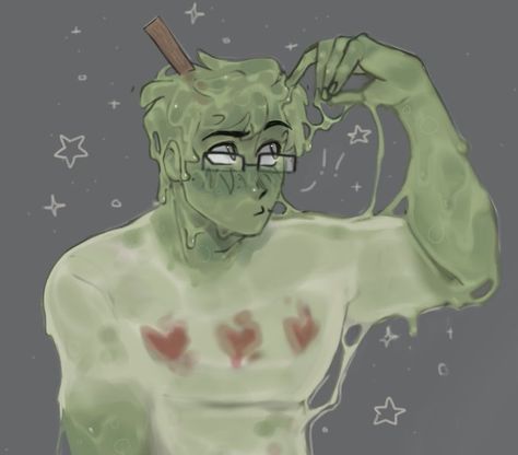 Slime Character Design Male, Slimecicle Fanart, Slimes Boy, Charlie Slimecicle, Slimes Girl, Boy Character, Dnd Characters, Pretty Art, Mythical Creatures