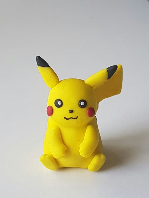 Pikachu. Polymer Fimo Clay Pikachu Clay Art, Pikachu Polymer Clay, Clay Pokemon Easy, Cartoon Clay Art, Clay Pikachu, Pokemon Clay Art, Modelling Clay Ideas, Clay Cartoon, Pokemon Clay