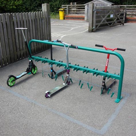 Scooter Rack, Cycle Shelters, Scooter Storage, Micro Scooter, Outdoor Learning Spaces, Bike Racks, Bicycle Rack, Scooter Bike, Bike Parking