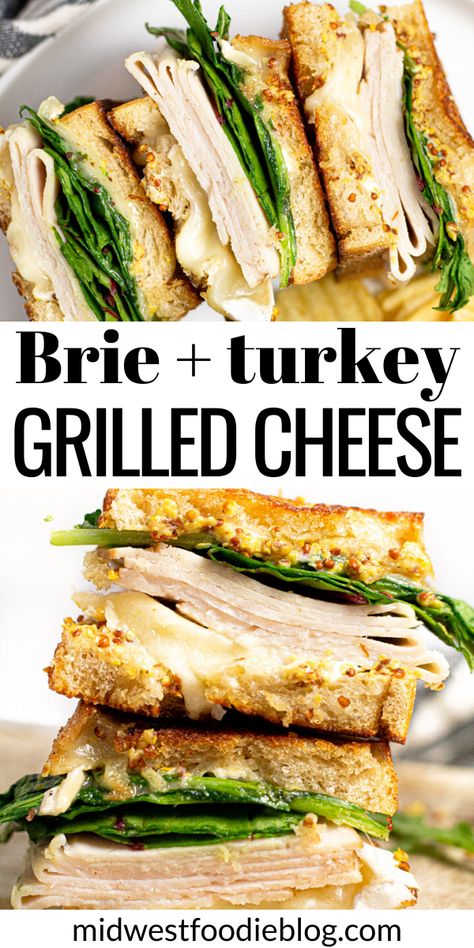 Recipes With Whole Grain Mustard, Turkey And Brie Sandwich, Turkey Grilled Cheese, Panini Ideas, Turkey Grilled, Amazing Sandwiches, Brie Grilled Cheese, Veggie Lunch, Brie Cheese Recipes