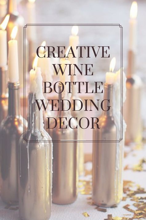 Repurposing wine bottles is a great way to add a unique touch to your wedding center pieces. It allows you to be eco friendly by reusing bottles. It is also budget friendly because you might already have empty bottles to use as. Keep reading to see how to get creative with these unique decor ideas. How To Use Wine Bottles For Decor, Rustic Wine Bottle Centerpieces, Wine Bottle Decor Wedding, Decorating With Wine Bottles, Wine Bottle Centerpieces For Wedding, Bottle Wedding Decor, Wine Bottle Wedding Decor, Rectangle Wedding Tables, Vintage Bottles Decor