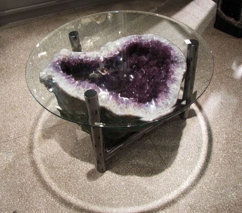 Gifts & Decor | Enter The Earth Amethyst Geode Table.  holy cow I want one! Geode Table, Crystal Furniture, Crystal Room, Smart Tiles, Cave Creek, Crystals In The Home, Amethyst Geode, Rock On, Rocks And Gems