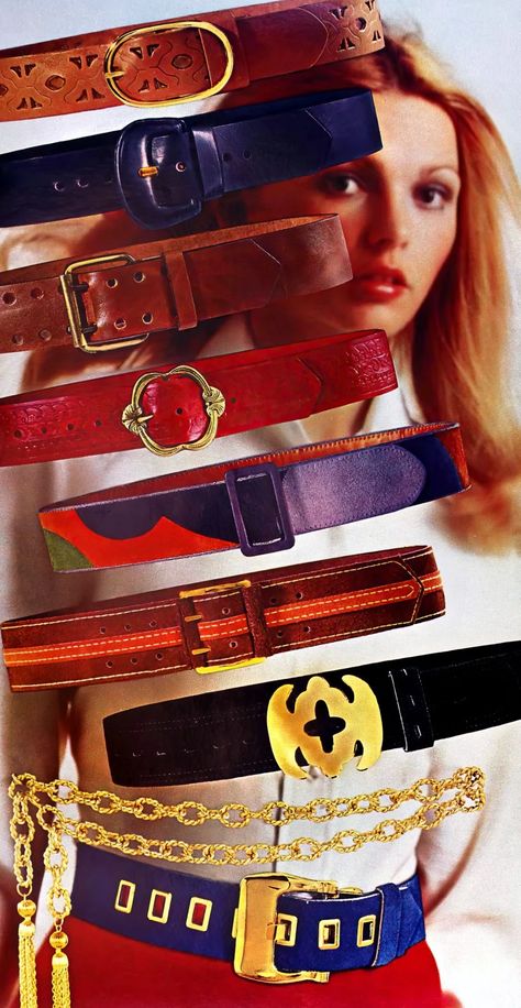 1960s & 1970s belts like these still inspire fashion trends for men & women 8 1970s Glam Rock Fashion, 70s Belts, Glam Rock Accessories, Drag Clothing, 1970s Accessories, 70s Accessories, Styling 101, 70s Outfit, Boogie Wonderland