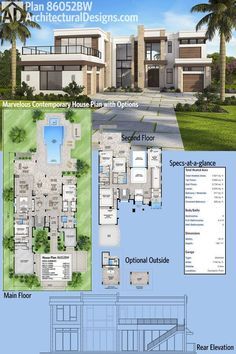 Case Minecraft, Plans Modern, Contemporary House Plans, Luxury House Plans, House Floor, Bedroom House, Modern House Plans, Story House, Dream House Plans