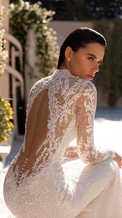 Open Back Wedding Dress, Wedding Ideas Dresses, Long Sleeve Wedding Dress Lace, Back Wedding Dress, Dream Wedding Ideas Dresses, Sleeve Wedding Dress, Dream Wedding Ideas, Lace Mermaid Wedding Dress, Long Sleeve Wedding