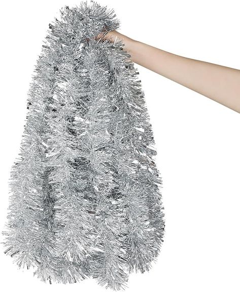 Amazon.com: DECORA 33 Feet Silver Tinsel Garland, Christmas Metallic Hanging Tinsel Garland for Xmas Tree Home and Party Decoration : Home & Kitchen Silver Tinsel, Tinsel Garland, Tree Home, Garland Christmas, Hanging Garland, Garland Decor, Decoration Home, Xmas Tree, Party Decoration