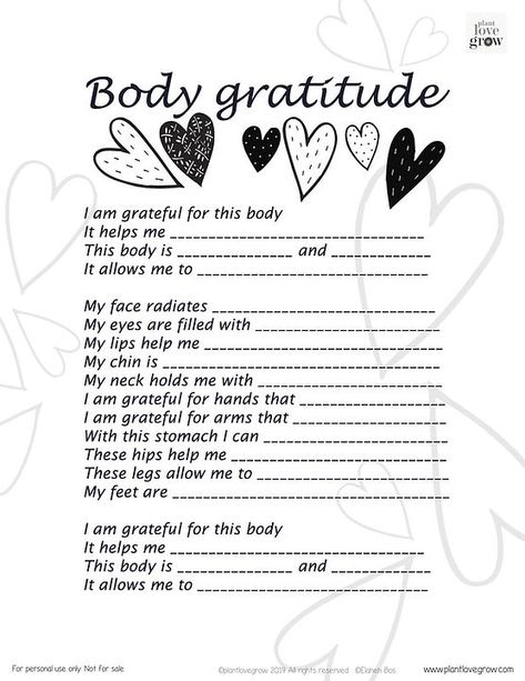 Gratitude | PlantLoveGrow Gratitude Art Therapy, Self Love Activities For Groups, Self Love Therapy Activities, Gratefulness Activities, Body Image Worksheet, Self Love Activities For Teens, Self Image Activities, Body Image Activities, Gratitude Worksheet