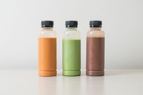 Chocolate, thai milk tea and matcha gree... | Premium Photo #Freepik #photo #ice-latte #ice-coffee #cold-coffee #chocolate-milkshake Plastic Bottle Packaging, Ice Latte, Thai Milk Tea, Chocolate Milkshake, Thai Tea, Ice Coffee, Cold Coffee, Coffee Chocolate, Matcha Green