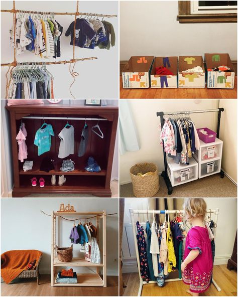 Diy Montessori Wardrobe, Wardrobe Arrangement, Montessori Self Care Station, Organizing Wardrobe, Funky Wardrobe, Montessori Wardrobe, Kids Bedroom Themes, Bedroom For Kids, Toddler Room Organization