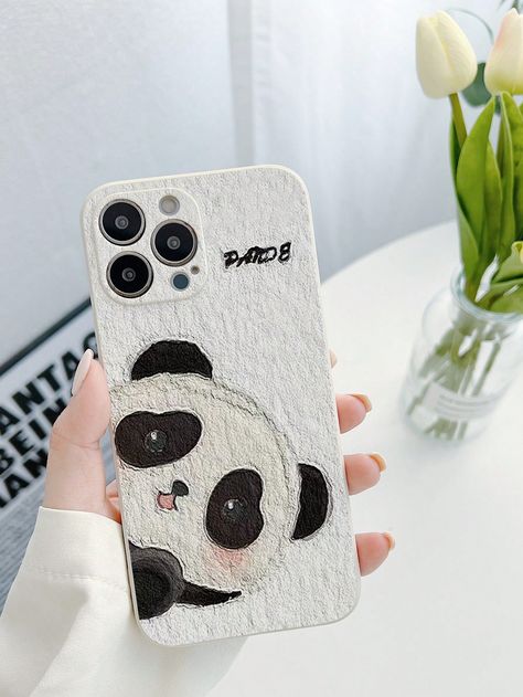 Multicolor  Collar  TPU Animal,Cartoon Phone Cases Embellished   Cases Printed Phone Covers, Drawing On A Phone Case, Panda Phone Cases Diy, Panda Cover Phone Cases, Drawing For Mobile Cover, Drawing For Phone Cover, Aesthetic Phone Back Cover, I Phone Cases Aesthetic, Drawing On Phone Case Art