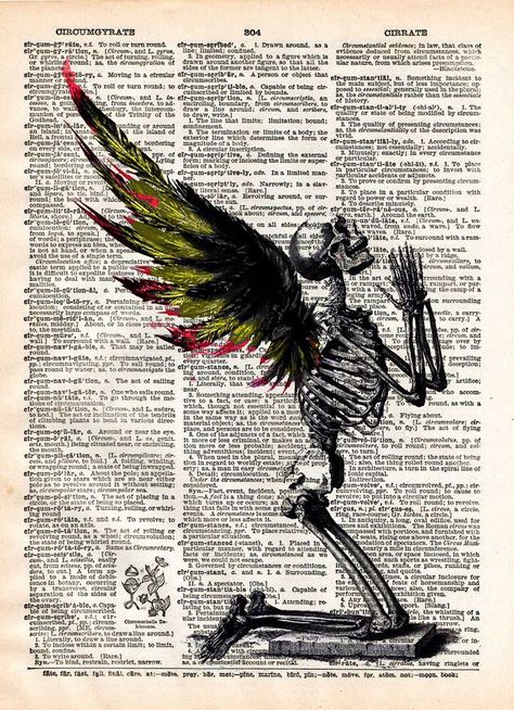 Winged Skeleton, Skeleton Fairy, Fallen Angel Art, Creepy Skeleton, Dead Can Dance, Random Vintage, Dictionary Page, Skeleton Art, Vintage Dictionary