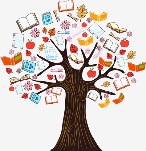 Library Orientation, Reading Tree, Book Clip Art, Book Tree, School Murals, Book Log, Tree Clipart, Tree Illustration, Color Vector