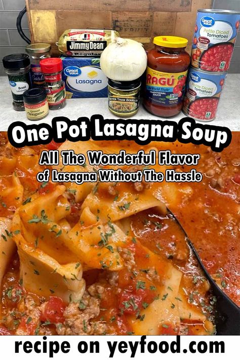 Easy Crockpot Lasagna Soup, One Pot Lasagna Soup, One Pot Lasagna, Lasagna Soup Crockpot, Easy Lasagna Soup, Hacks For Home, Lasagna Soup Recipe, Crockpot Lasagna, Pot Lasagna