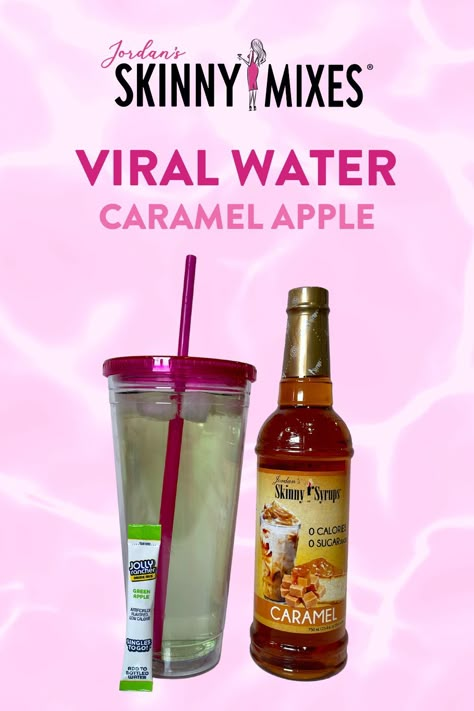 This VIRAL Caramel Apple Water will hack your hydration goals! 🍏 Caramel Skinny Syrup (2 pumps) 🍏 Jolly Rancher Green Apple Drink Mix (1 packet) 🍏 Water (32 oz) Caramel Apple Water, Water Tok Recipes Dr Pepper, Flavored Water Packet Recipes, Water Bar Recipes, Syrup Water Recipes, Water Flavor Packets Storage, Flavored Water Recipes With Syrup And Packets, Water Packet Combos, Water Flavor Ideas Packets