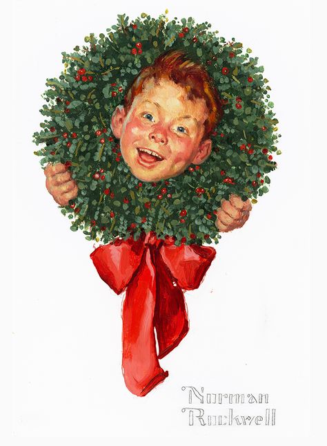 Christmas Wreath Art, Norman Rockwell Prints, Norman Rockwell Christmas, Norman Rockwell Art, Rockwell Paintings, Norman Rockwell Paintings, Tableau Art, Thomas Kinkade, Old Fashioned Christmas