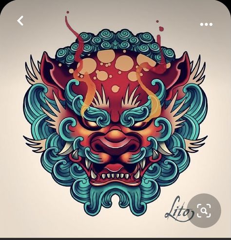 Fu Dog Tattoo Design, Komainu Tattoo, Japanese Lion Tattoo, Fu Dog Tattoo, Tattoo Fixers, Japanese Foo Dog, Foo Dog Tattoo Design, Dog Tattoo Design, Karp Koi