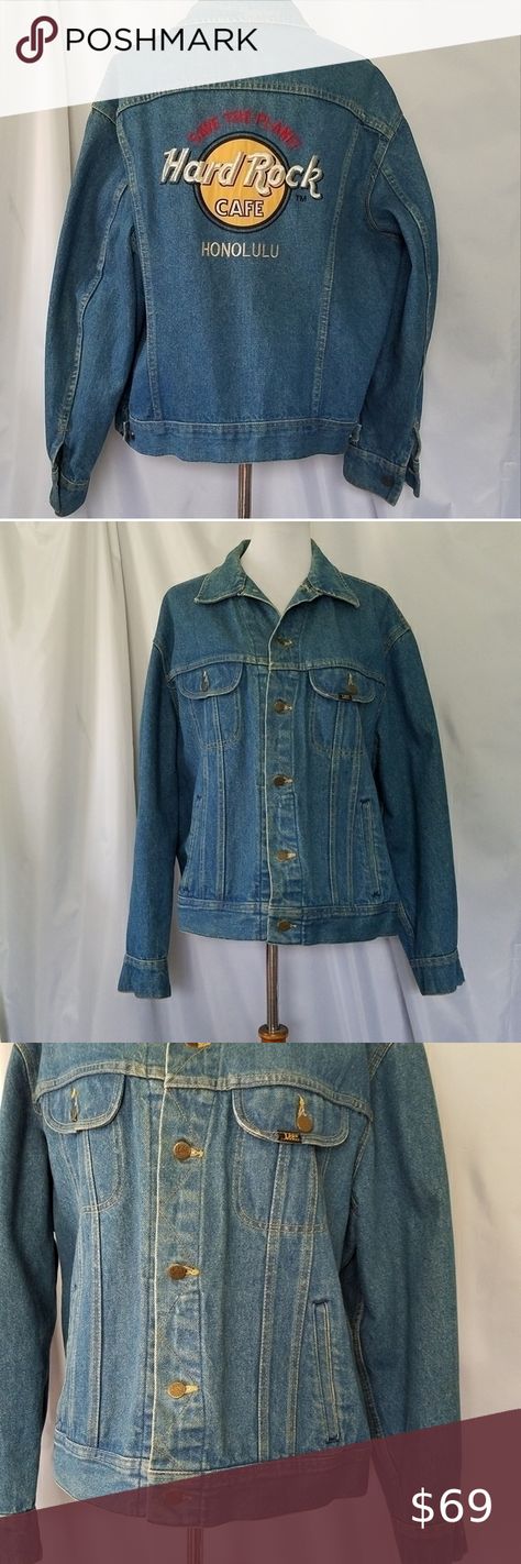 Vintage Y2K‎ 90s Hard Rock Cafe Honolulu Denim Trucker Jacket Oversized Denim Jacket Vintage, Denim Trucker Jacket, Vintage Denim Jacket, Rock Cafe, Hard Rock Cafe, Vintage Jackets, Look Vintage, Trucker Jacket, Jacket Vintage