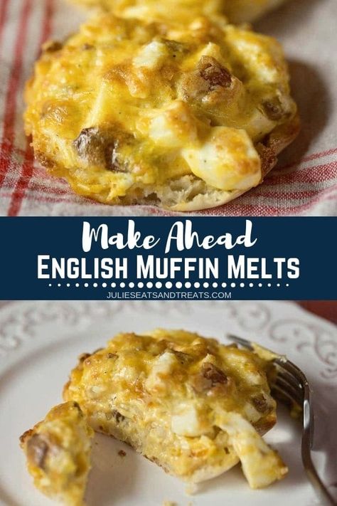 The Perfect English Muffin Breakfast ~  What to eat on an English Muffin? Melted Cheese, Warm Eggs and Bacon Piled High! Make Them Ahead, Warm Up and it's the Perfect Grab and Go Breakfast for on the Run! You can be that cool Mom that makes a homemade breakfast for the kids before school because these are so quick and easy. Plus, the kids love them. If you're looking for great English Muffin Breakfast Ideas Start Here! #englishmuffins #breakfast English Muffin Meal Ideas, English Muffin Egg Bake, English Muffin Breakfast Ideas, English Muffins Ideas, English Muffin Ideas, Breakfast For Kids Before School, Breakfast English Muffins, Muffins Ideas, Cottage Cooking