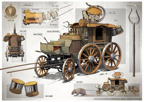 The Carriage, Gian Andri Bezzola on ArtStation at https://www.artstation.com/artwork/0ZOQV Wooden Cart, Props Concept, Bg Design, Props Art, Building Concept, Fantasy Props, Game Concept Art, Fantasy Places, Horse Drawn