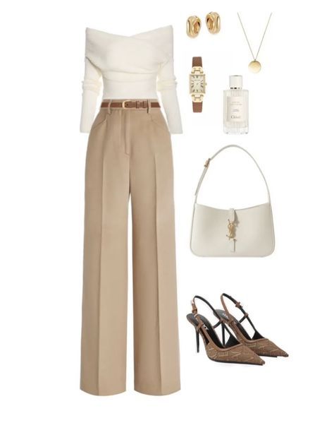 Chique Outfit, Stylish Work Attire, Corporate Outfits, Beige Pants, Everyday Fashion Outfits, Elegante Casual, Classy Work Outfits, Stylish Work Outfits, Looks Chic