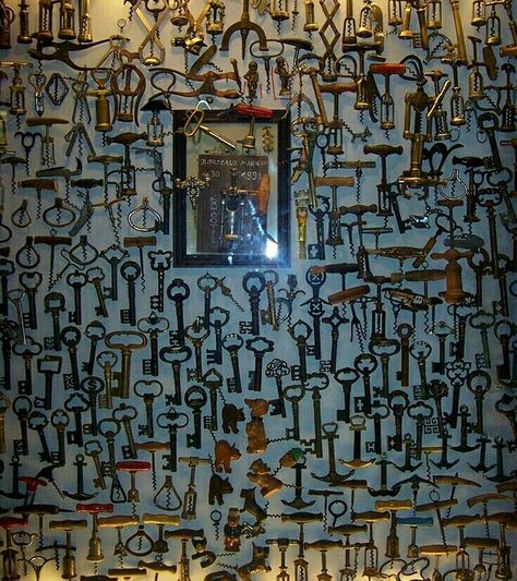 Key Collection Display, Key Crafts, Key Collection, Cork Screw, Under Lock And Key, Dough Bowls, Old Keys, Corkscrews, Country Antiques