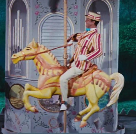 Bert's Horse #MaryPoppins Mary Poppins Carousel, Disney Core, Mary Poppins And Bert, French Girly, Mary Poppins Party, Mary Poppins 1964, Daily Doodle, Mommy Birthday, Carousel Horse