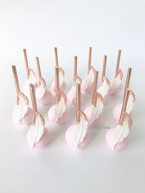 Baby Pink Cake, Princess Cake Pops, Swan Feathers, Feather Cake, Pink Cake Pops, Angel Baby Shower, Swan Baby Shower, Ballet Birthday Party, Pink Swan