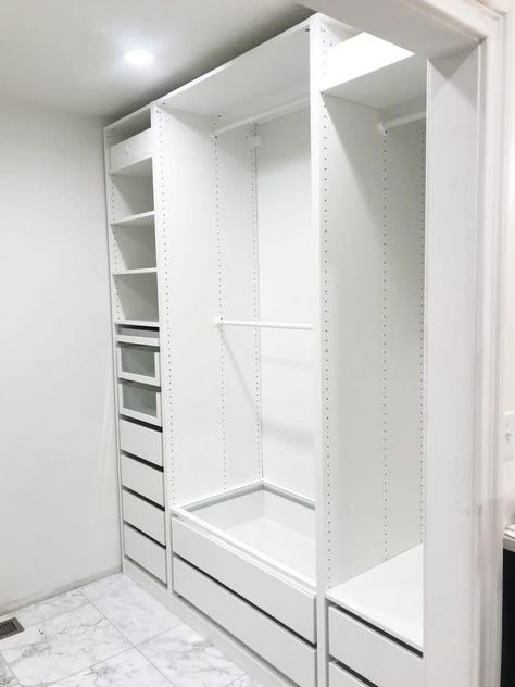 Installing our IKEA Pax Wardrobes (plus, Tips for Planning and Shopping for Pax!) - Chris Loves Julia Ikea Closet Hack, Ideas Armario, Ikea Pax Closet, Pax Closet, Ikea Wardrobe, Ikea Closet, Ikea Pax Wardrobe, Closet Renovation, Pax Wardrobe