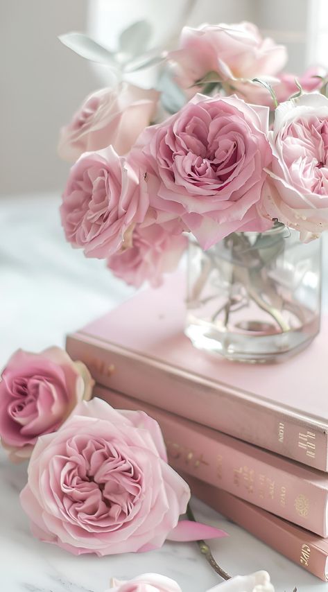 Save & follow for more beautiful art! A contemporary bouquet of soft pink roses sits elegantly in a glass vase, their delicate petals creating a serene and romantic vibe. This modern artwork is perfect for adding a touch of sophistication to any space. Purchase this exquisite print to enhance your décor today. #ArtPrint #HomeDecor #FlowerArt #ModernAesthetic #imageprompt #Aiimage What To Plant In February, Romantic Flower Bouquet, Aesthetic Floral Wallpaper, Contemporary Bouquet, Pink Roses Wallpaper, Pink Roses Bouquet, Soft Pink Roses, Start A Garden, Rose In A Glass