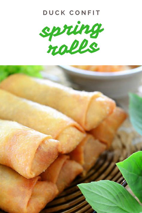 Duck Confit Spring Rolls Vegetable Egg Rolls Recipe, Wine Party Food, Vegetable Egg Rolls, Egg Rolls Recipe, Spring Appetizers, Cooking Chinese Food, Christmas Appetizers Easy, Chinese New Year 2023, Chicken Spring Rolls