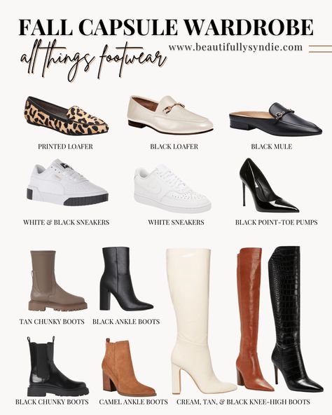 Fall Capsule Wardrobe | What to Wear This Fall 2021 White Chunky Boots, Black Chunky Boots, Capsule Wardrobe Pieces, Girls Heels, Black Knee High Boots, Fall Capsule Wardrobe, Black Knees, Boots Fall, Black Sneakers