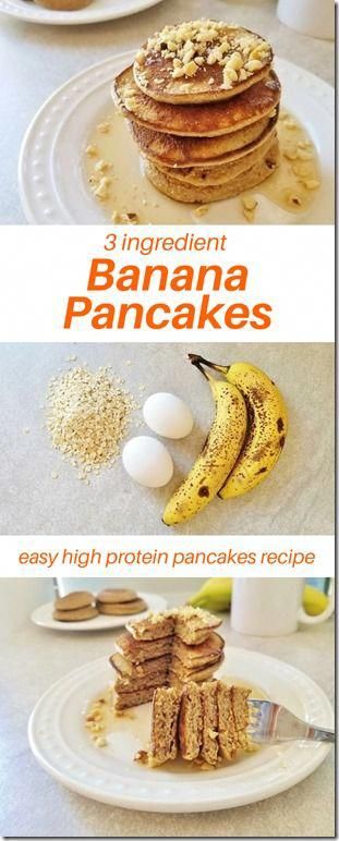 3 Ingredient Banana Pancakes, Pancake Banane, Easy Banana Pancakes, High Protein Pancakes, Banana Oat Pancakes, Banana Pancakes Recipe, Pancake Recipe Easy, Quick Breakfast Recipes, Savory Cakes