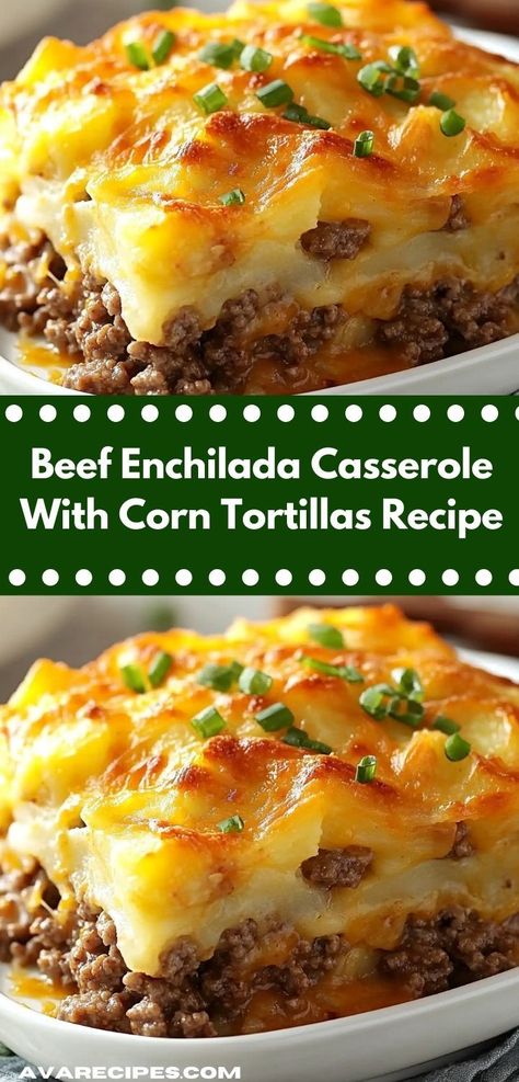 Craving a comforting dish? This Beef Enchilada Casserole is a fantastic choice, featuring savory layers of beef and cheese. It’s perfect for busy nights, offering quick preparation and hearty satisfaction for everyone. Enchilada Casserole With Corn Tortillas, Casserole With Corn Tortillas, Corn Tortilla Casserole, Casserole With Corn, Tortilla Casserole Recipes, Enchiladas Corn Tortillas, Tex Mex Casserole, Beef Enchilada Casserole, Corn Tortilla Recipes