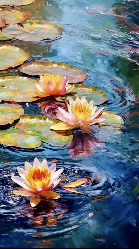 Water Lily Aesthetic Wallpaper, Water Lilies Painting, Watercolor Lotus, Lotus Painting, Water Lily Pond, Lily Painting, Oil Pastel Art, The Painter, Mind Body And Spirit