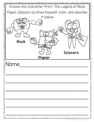 Book Talk Tuesday: Character Traits with The Legend of Rock, Paper, Scissors! Rock Paper Scissors Activities, The Legend Of Rock Paper Scissors Craft, Legend Of Rock Paper Scissors Activities, The Legend Of Rock Paper Scissors, Character Traits Writing, 1st Grade Books, Descriptive Language, Book Character Day, Pop Book