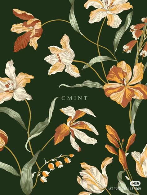 Deco Wallpaper, Textile Prints Design, Art Deco Wallpaper, Free Quilt Patterns, Botanical Flowers, Flower Illustration, Floral Background, Botanical Illustration, Surface Pattern Design