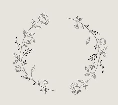 Free Halloween Font, Flower Wreath Drawing, Floral Wreath Drawing, Flower Crown Drawing, Boarders Designs For Projects, Wreath Tattoo, Crown Drawing, Halloween Font, Embroidery Hoop Art Diy